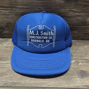 Vintage MJ Smith Construction Adjustable Tucker Hat New Cap Vtg Strapback .
